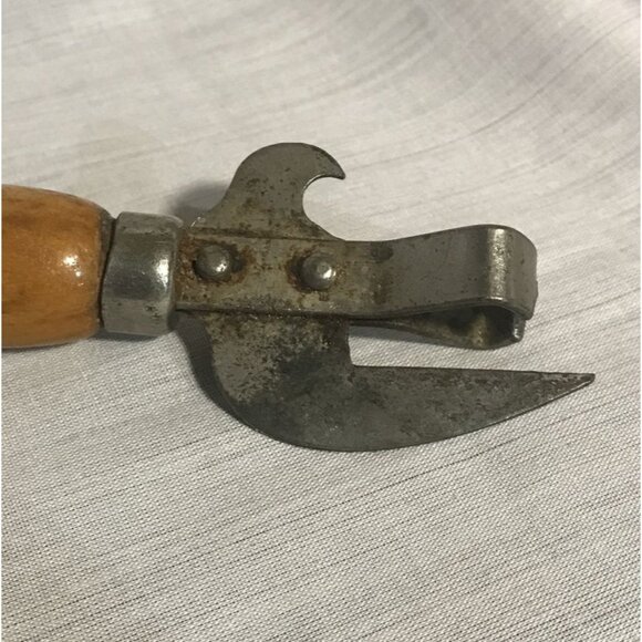 Vintage Wooden Handle Can Opener With Metal Blade & Bottle Opener 5 " - Picture 5 of 7